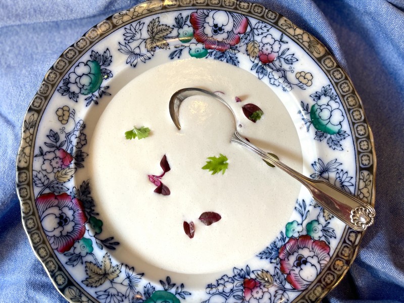 A bowl of ajo blanco summer soup. 
