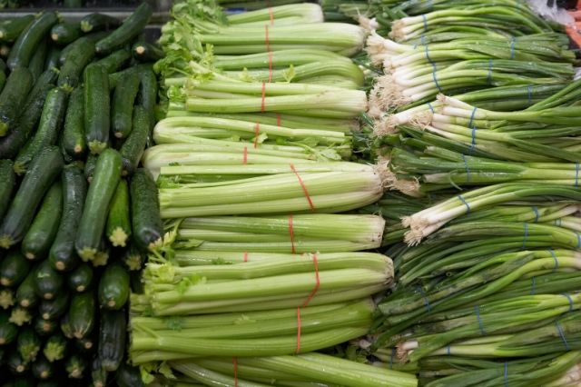 zucchini, celery and spring onions for clabacitas